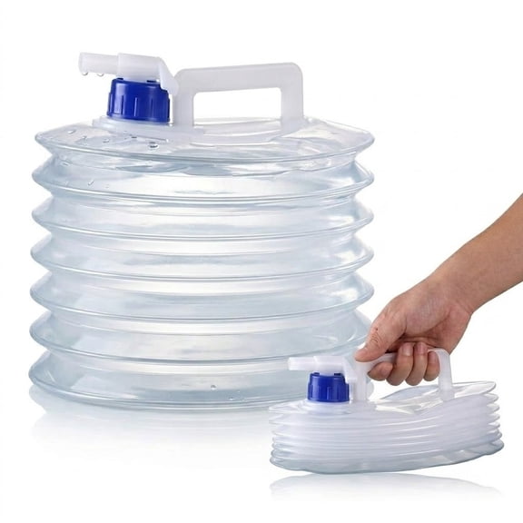 Collapsible Water Container, Portable Foldable Camping Water Jug with Spigot, Space Saving Storage Carrier with Handle for RV Car Travel Picnic