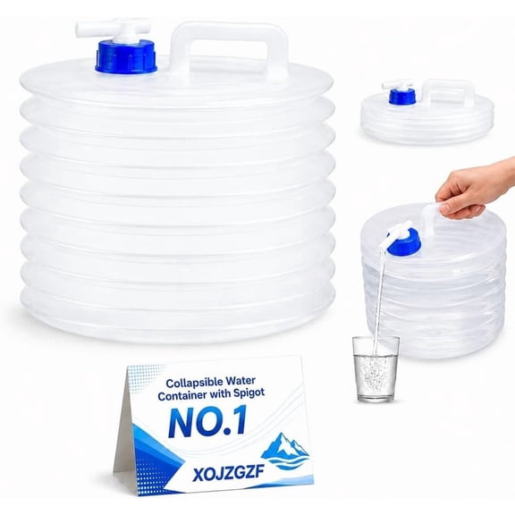 Collapsible Water Container with Spigot, Camping Jug, Storage Tank Containers, Foldable Camp Water Carrier Dispenser, Potable Folding Bucket Bottle Reservoir, Spout Jugs Supplies Traveling