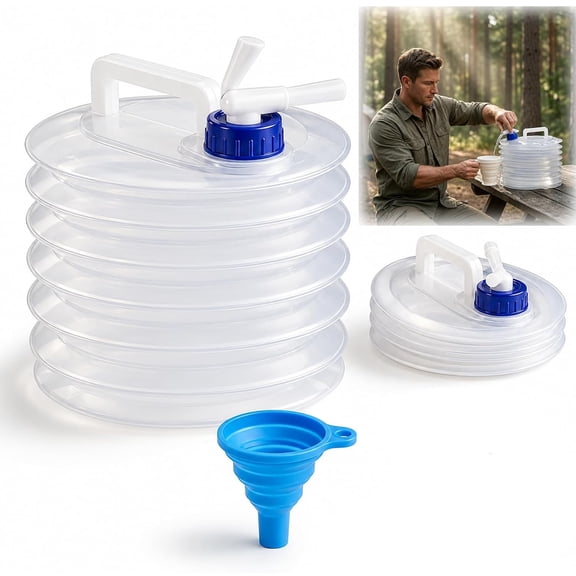 Collapsible Water Container with Spigot, Carry Handle Large Jugs for Camping, Suitable for Both Cold and Hot Water Reusable, for Hiking, Backpacking, RV Travel, Emergency Preparedness