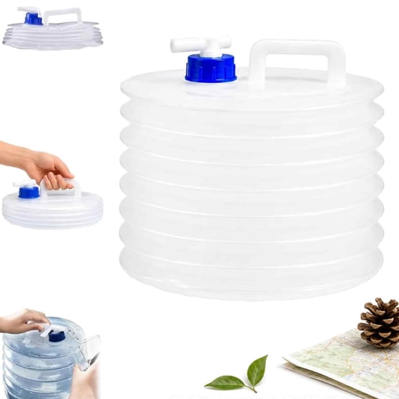 Collapsible Water Container with Spigot, Foldable Camping Jug with Handle, Food Grade Large Capacity Storage Cube for Rv Hiking Travel Emergency Home Outdoor Use