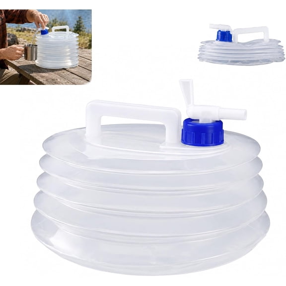 Collapsible Water Container with Spigot, Hook Jug Camping, Compac Storage Cube, Leak-Proof Easy Pour, Ergonomic Heavy Duty Handle for Outdoor Car Trunk, Backpack, or Rv