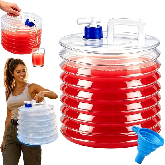 Collapsible Water Container with Spigot, Portable Foldable Water Jug, Leakproof Water Storage Container for Emergency Preparedness, Outdoor Travel, Hiking, Picnic, RV (10L)