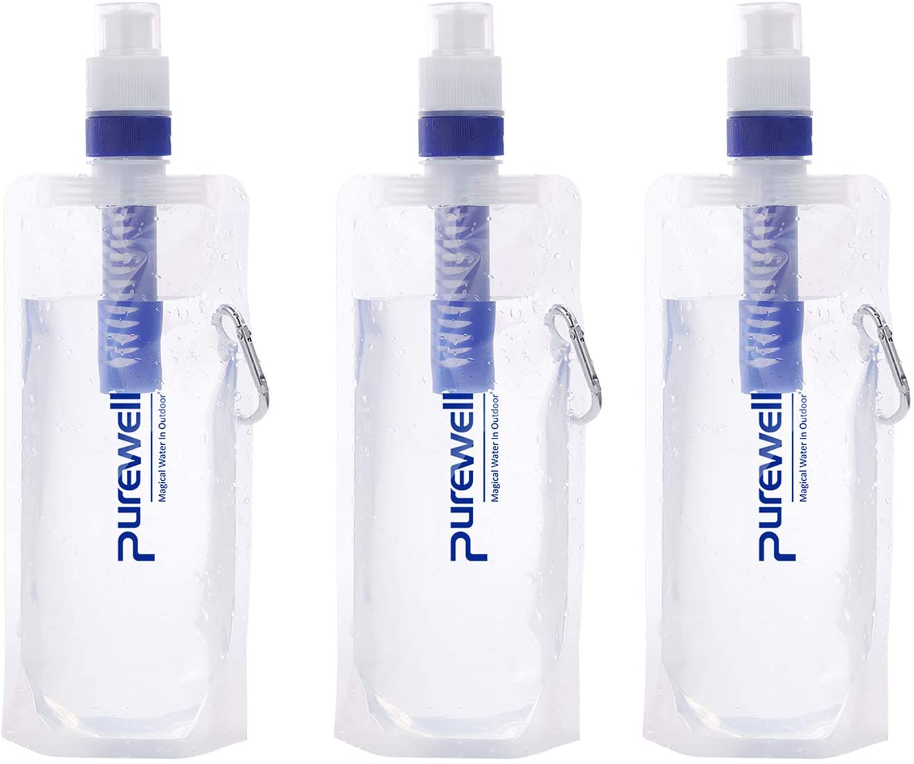 Collapsible Water Filter Canteens for Hiking, Water Bag/Bottle with