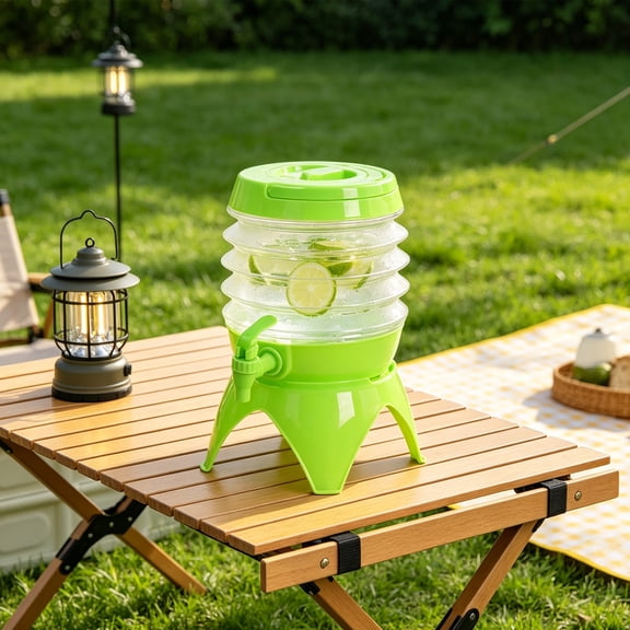 Collapsible Water Jug With Tap Foldable Camping Water Container Dispenser, Leakproof Large Capacity Stable Base Stand Easy Carry Design, for Camping Picnic Outdoor Travel Emergency Water Storage