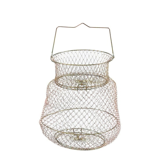 Collapsible Wire Fish Basket with Spring Trap Door  Portable Fishing Net Trap for Live Catch Storage, Outdoor Angling Gear