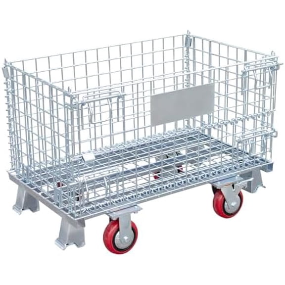 Collapsible Wire Storage Basket with Wheels, 32"x20"x24", Heavy-Duty Foldable Metal Bin for Home, Garage & Laundry Room, 1500 lbs Capacity$$Home Decor, Kitchen, & Other