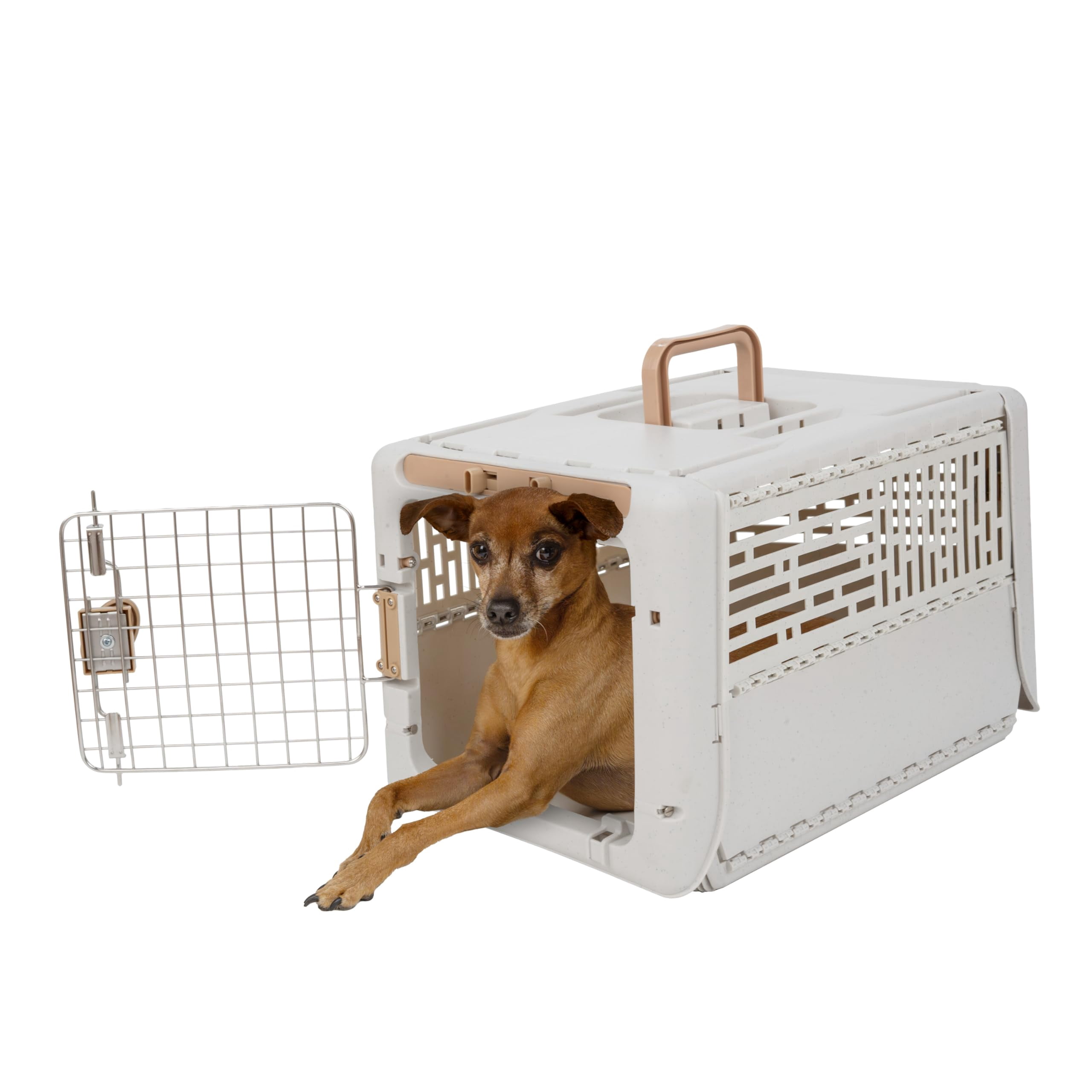 Collapsible X-small Pet Travel Carrier (tan)  Hard-sided Kennel For Small Dogs Puppies Cats Kittens Animals Up To 20lbs Washable Home & Outdoor Crate 19.6"l X 13.5"w 12"h
