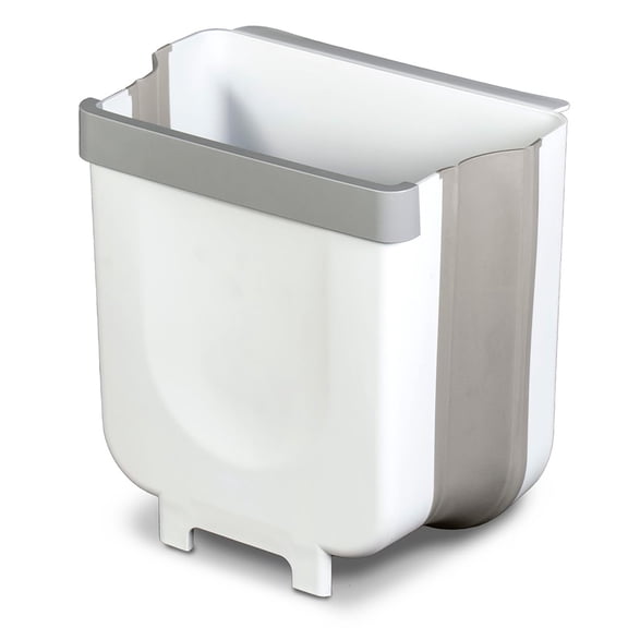 Collapsible waste bin, compact travel trash can with expandable design, space saving disposal basket for home kitchen car camping, 2 gallon capacity, white