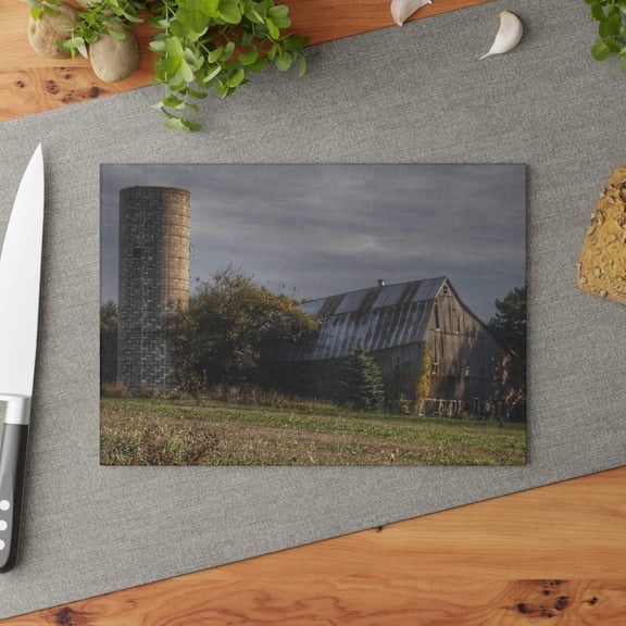 U R There Photography Collapsing in Croswell Rustic Farmhouse Tempered-Glass Cutting Board 8"x 11"