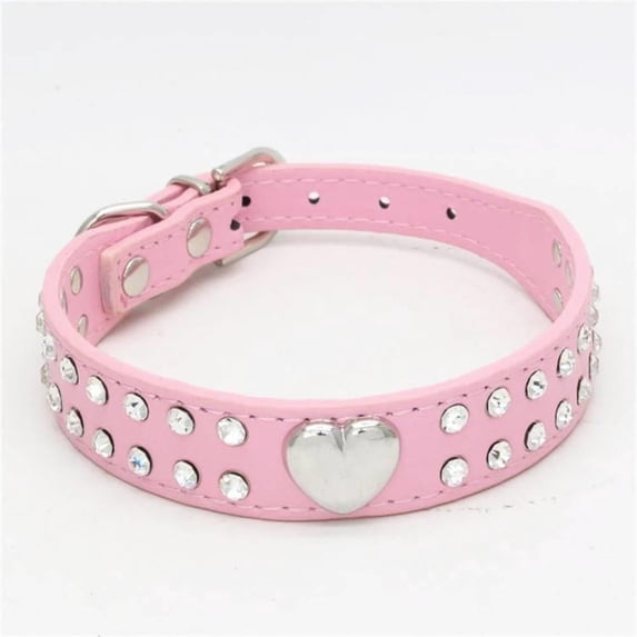 Collar Adjustable Leather Collar Fashion Shiny Rhinestone Collar for Small and Medium Dogs