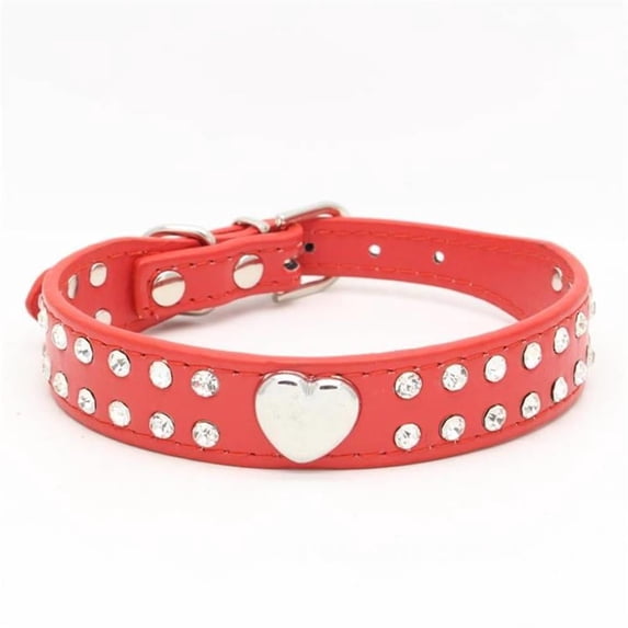 Collar Adjustable Leather Collar Fashion Shiny Rhinestone Collar for Small and Medium Dogs