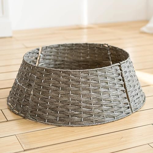 Collar for Artificial Trees, Tree Skirt Woven Rustic, Foldable Wicker Rattan Tree Base Cover, Tree Trunk Cover, Foldable Wicker Rattan Tree Collar Basket Holiday Decoration