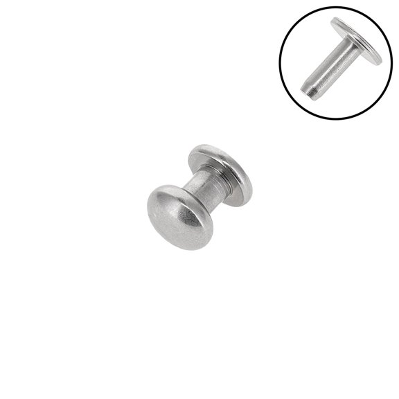 Collar Button, Nickel Matte, Solid Brass-LL, Multiple Sizes ***Requires the back post B-1414, sold separately***