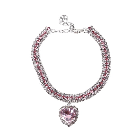 Collar for Cats Valentines Cat Collar | Cute Pink Rhinestone Heart Drop Cat Collar Cute Adjustable Sparkly Kitten Neck Accessory for Valentines Day Pet Outings Photo Shoots 1 Pack