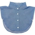 thumbnail image 1 of Collar Denim Blue Ruffle Edge Detachable False Dickey Blouse Top Decorative Cotton Mock Collars Half Shirt Button Up Adjustable Strap, 1 of 7