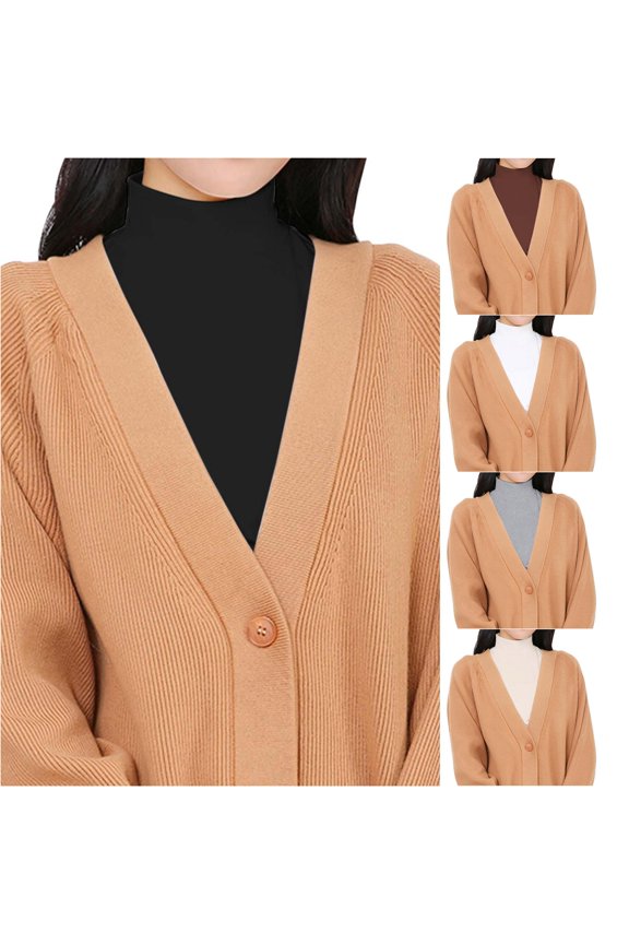 Collar Layering Top Solid Color Half High Neck Shirt for Women Casual Style Attachable