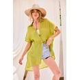 thumbnail image 1 of CCWHOLESALESCLOTHINGS Women's Collar Neck Button Down Robe Oversize Jacket, M, Green, 1 of 5