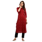 Collar Yarn-dyed Kurta - Jester Red-Small