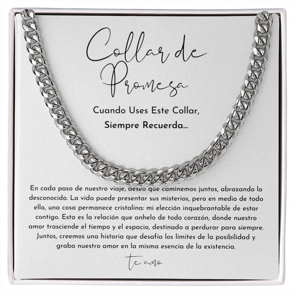 Collar de Promesa Para l, Regalo Para Novio (Spanish Promise Necklace) Cuban Link Chain Necklace Standard Box