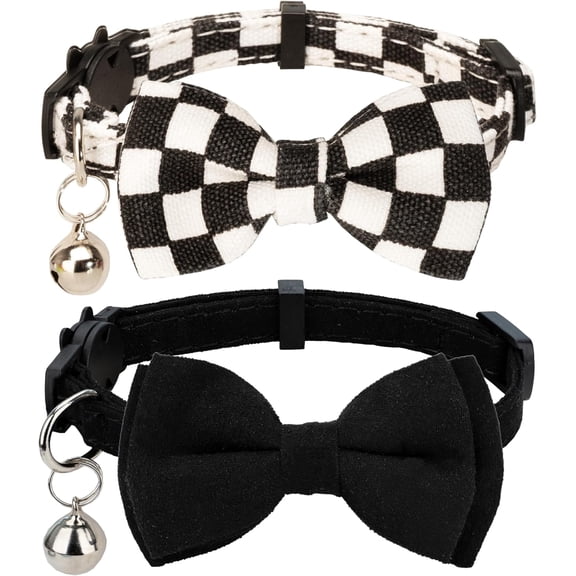 Collar for Cat Pet Breakaway with Bell Bowtie Detachable Bow Adjustable Safety Kitten Puppy Girl Boy 2pcs
