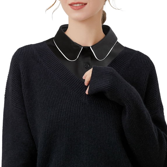 Collar for Women, Women's Premium Collar Business Saving Collar Sweater With Blouse, Black One Size