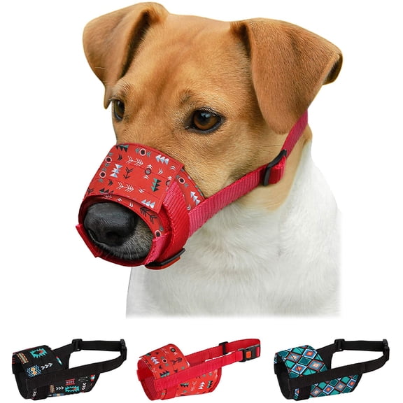 CollarDirect Dog Muzzle XS/S - Adjustable Soft Breathable Tribal Nylon Dog Mouth Guard Cover for Small, Medium and Large Dogs, Anti Chewing, Barking & Biting