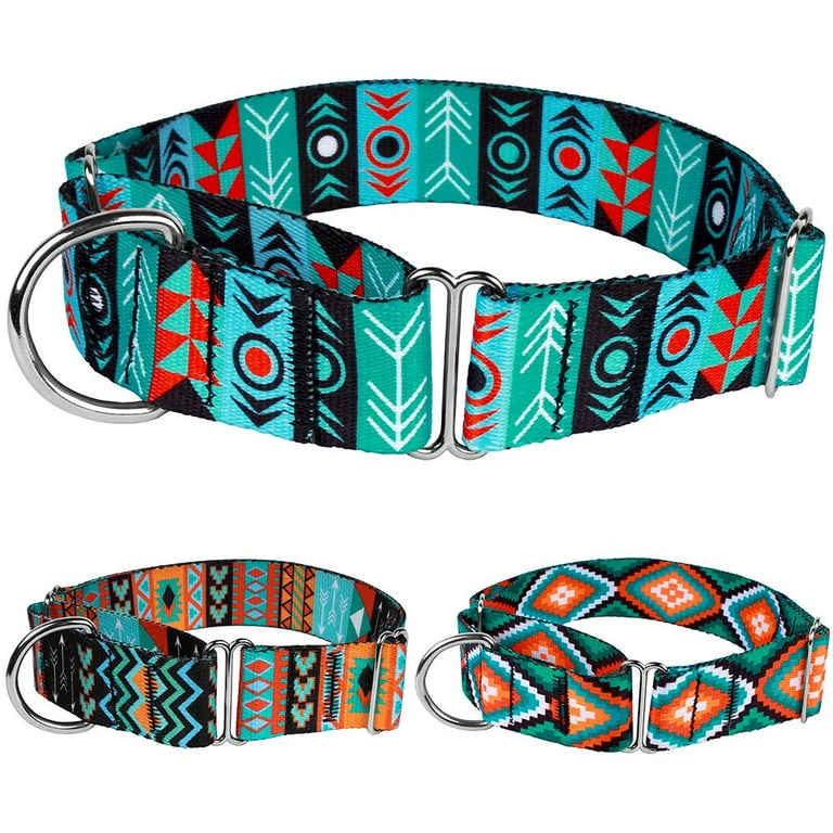 CollarDirect Martingale Dog Collar Adjustable Heavy Duty Nylon Collars for Dogs Medium Large Tribal Design Pattern 1