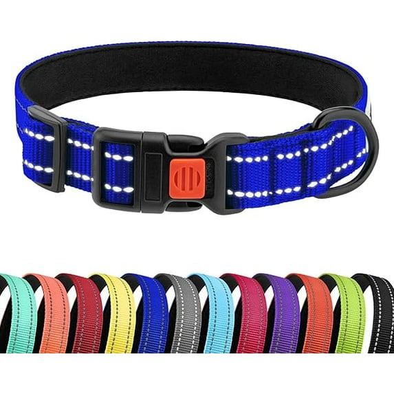 CollarDirect Reflective Dog Collar for a Small, Medium, Large Dog or Puppy with a Quick Release Buckle - Boy and Girl - Nylon Suitable for Swimming (10-13 Inch, Blue)