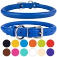 thumbnail image 1 of CollarDirect Rolled Leather Dog Collar for Medium Dogs, Navy Blue, 1 of 6