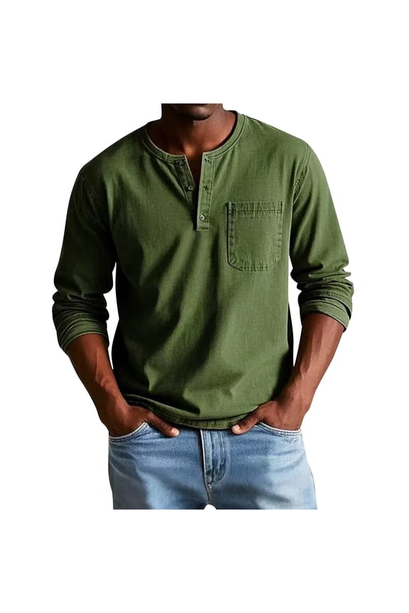 Collared Henley High Neck Spandex Tshirts for Mens Summer Fall Long Sleeve Lounge Plain Tops Shirt Man Button Up 2026 Clothing Trendy Country Concert Y2K