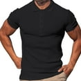 thumbnail image 1 of Collared Muscle Shirts Men Slim Fit Textured Knit Shirts Short Sleeve Button Down Shirts Casual Stylish, 1 of 3