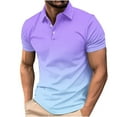 thumbnail image 1 of Collared Shirt Men Basic Tee Button Collar Gradient Ribbed Knitted Shirt Regular Fit Outdoor Casual Polo Shirts,Light ,XXXL, 1 of 5
