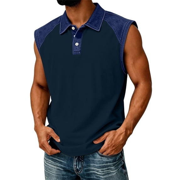 Collared Sleeveless Shirts for Men Casual Summer Cut Off Tank Tops Button Golf Casual Workot Tops for Daily Wear