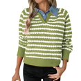 thumbnail image 1 of Collared Sweaters for Women, Yigetop Women's Button Down Long Sleeve Crewneck Crop Cardigan Sweater Cute Knitwear Clothes Sweater with Collared Shirt Attached Women Green M, 1 of 1