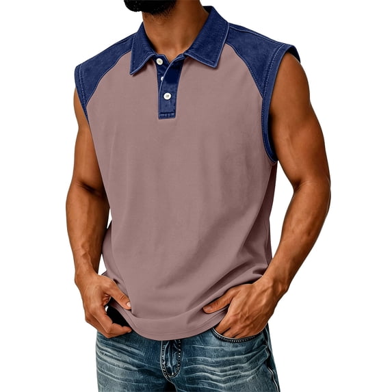 Collared Tank Tops for Men Summer Cut Off Sleeveless Shirts Henley Basic Button Shirts Loose Fit Muscle Gym Workout Tanks
