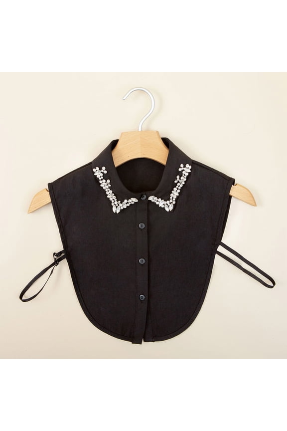 Collars for Women,Dickey Collar for Women,Detachable Collars for Women,False Collar,Womens Dickies Collars,Stylish Detachable Rhinestone Fake Collar Half Shirt Blouse Chiffon False Collar