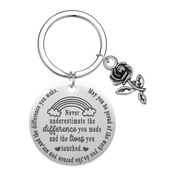 Colleagues Coworker Teacher Key Chains Thank You Keychain Never Underestimate the Difference You Made Keyring Jewelry Gift