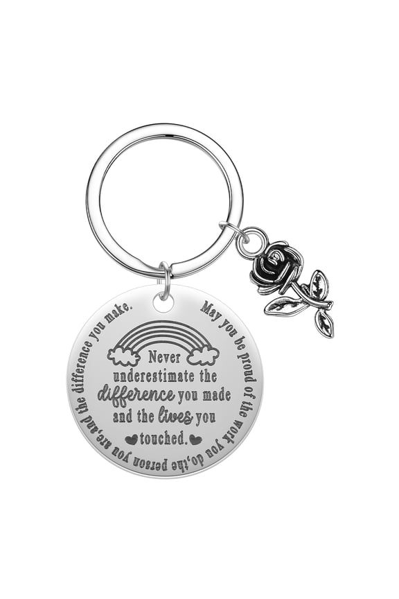 Colleagues Coworker Teacher Key Chains Thank You Keychain Never Underestimate the Difference You Made Keyring Jewelry Gift