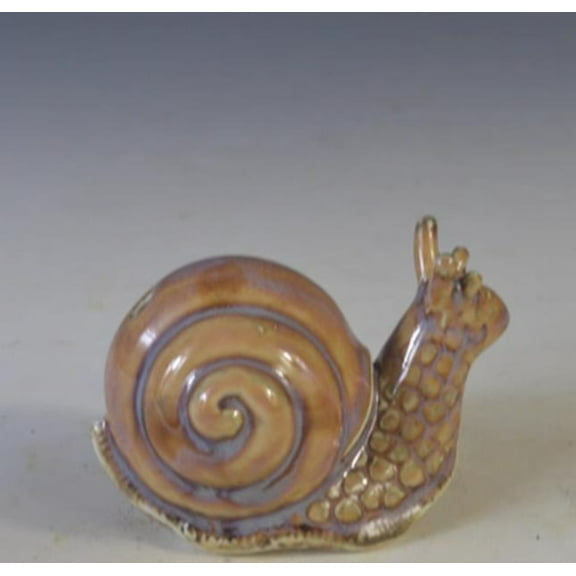 Collect Chinese Porcelain Brown Glaze Lovable Animal Snail Water-drop 3.1"