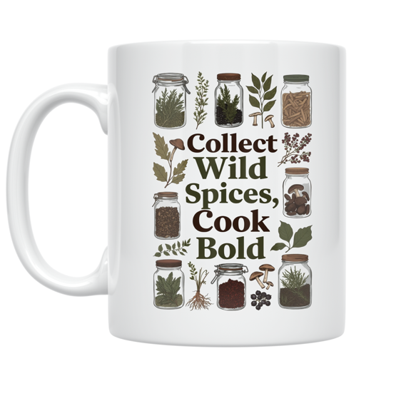 Collect Wild Spices, Cook Bold - Foraged Cooking Enthusiast - 11 oz Ceramic Coffee Mug