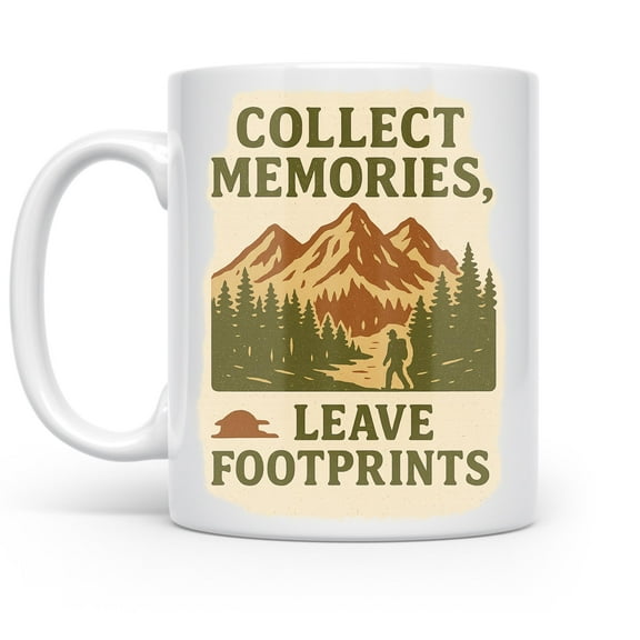 Collect memories, 11 oz mug, hikers and campers, cabin coffee essential, travel gift idea