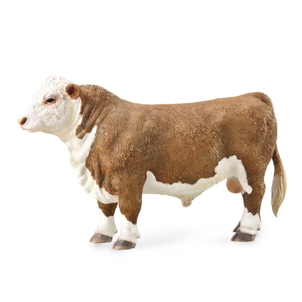 Hand-Painted Brown and White Vinyl Hereford Bull Figurine