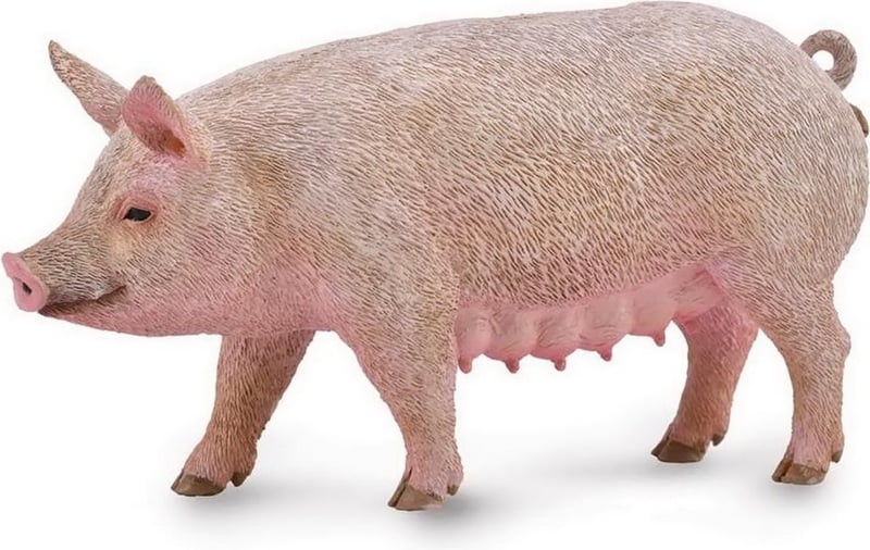 CollectA Pink PVC Miniature Sow Figure with Bristly Hair
