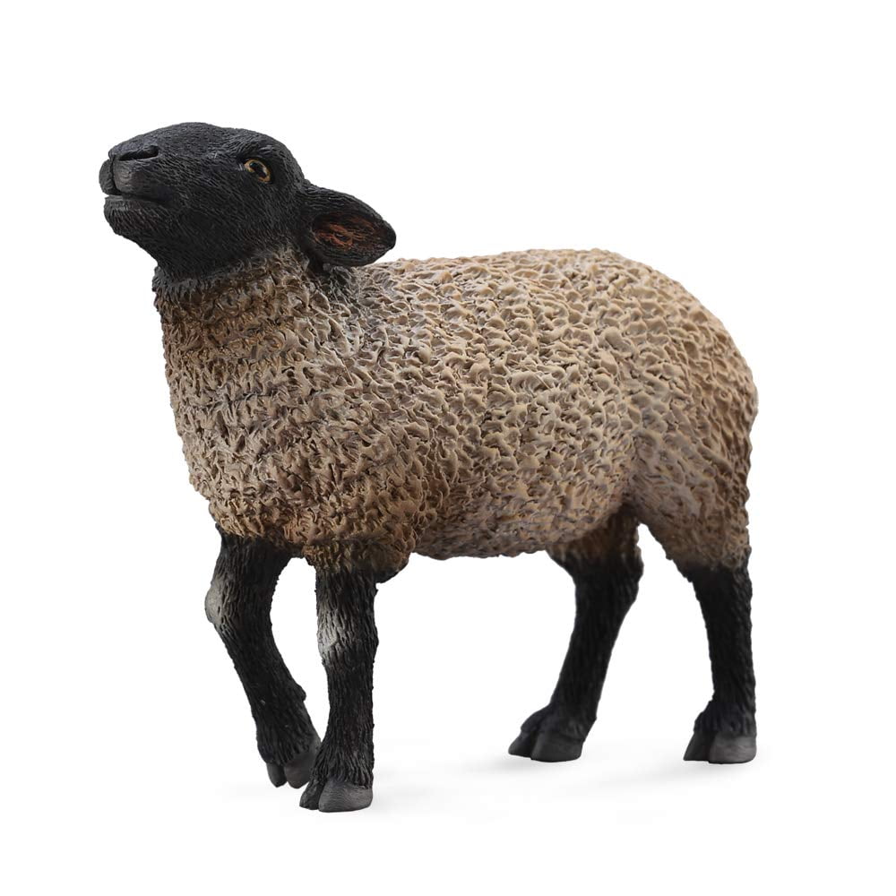 Handcrafted Black-Faced Suffolk Sheep Toy Figure