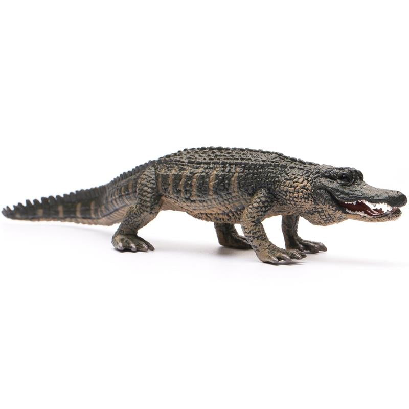 Hand Painted Dark Brown Vinyl American Alligator Toy Figure