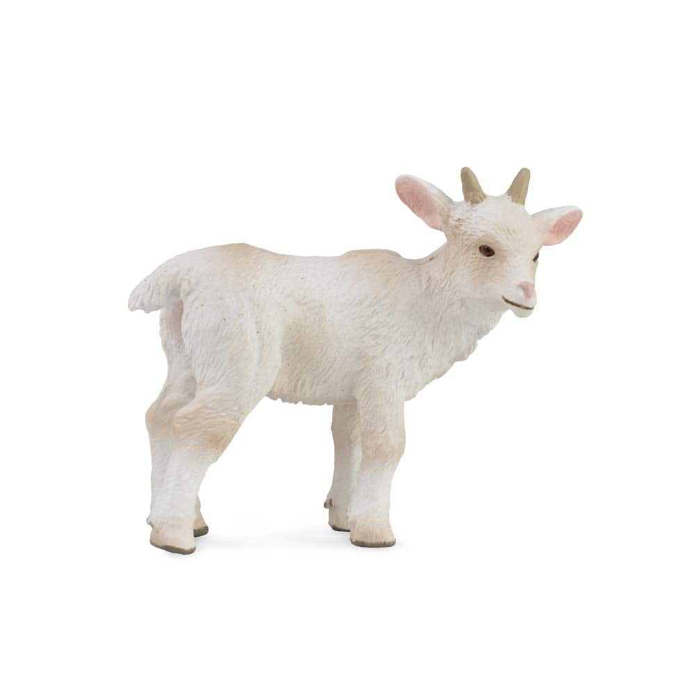 Hand-Painted White Vinyl Standing Goat Kid Toy