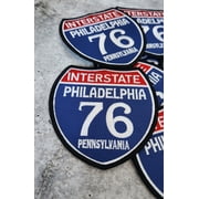 Collectable 1-pc, "PHILADELPHIA 4" Interstate 76" Iron-On Embroidered Patch; Popular Pennsylvania Emblem, Red/White/Blue Badge, Patch for J
