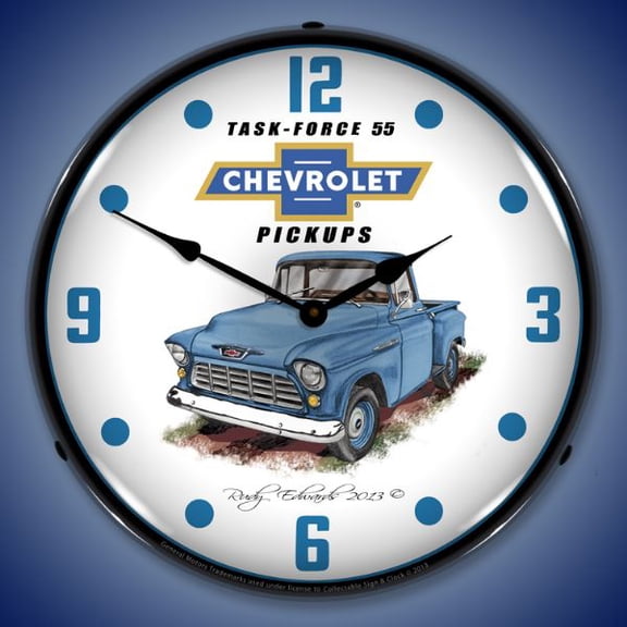 Collectable Sign and Clock 1955 Chevrolet Truck LED Lighted Premium Wall Clock