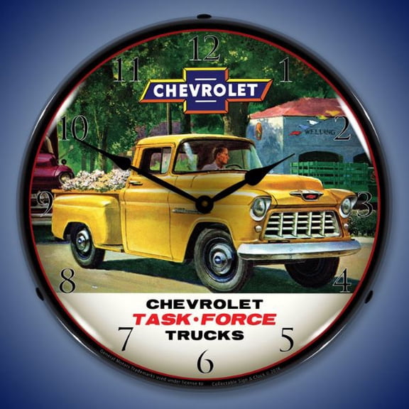 Collectable Sign and Clock 1955 Chevrolet Truck Task Force LED Lighted Premium Wall Clock