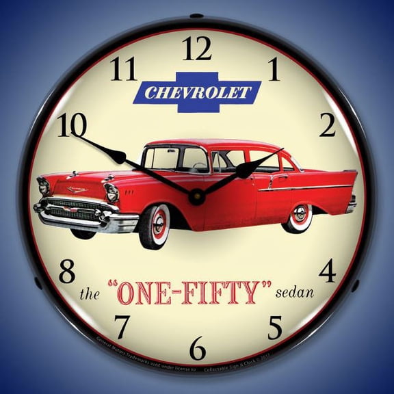 Collectable Sign and Clock 1957 Chevrolet One Fifty LED Lighted Premium Wall Clock